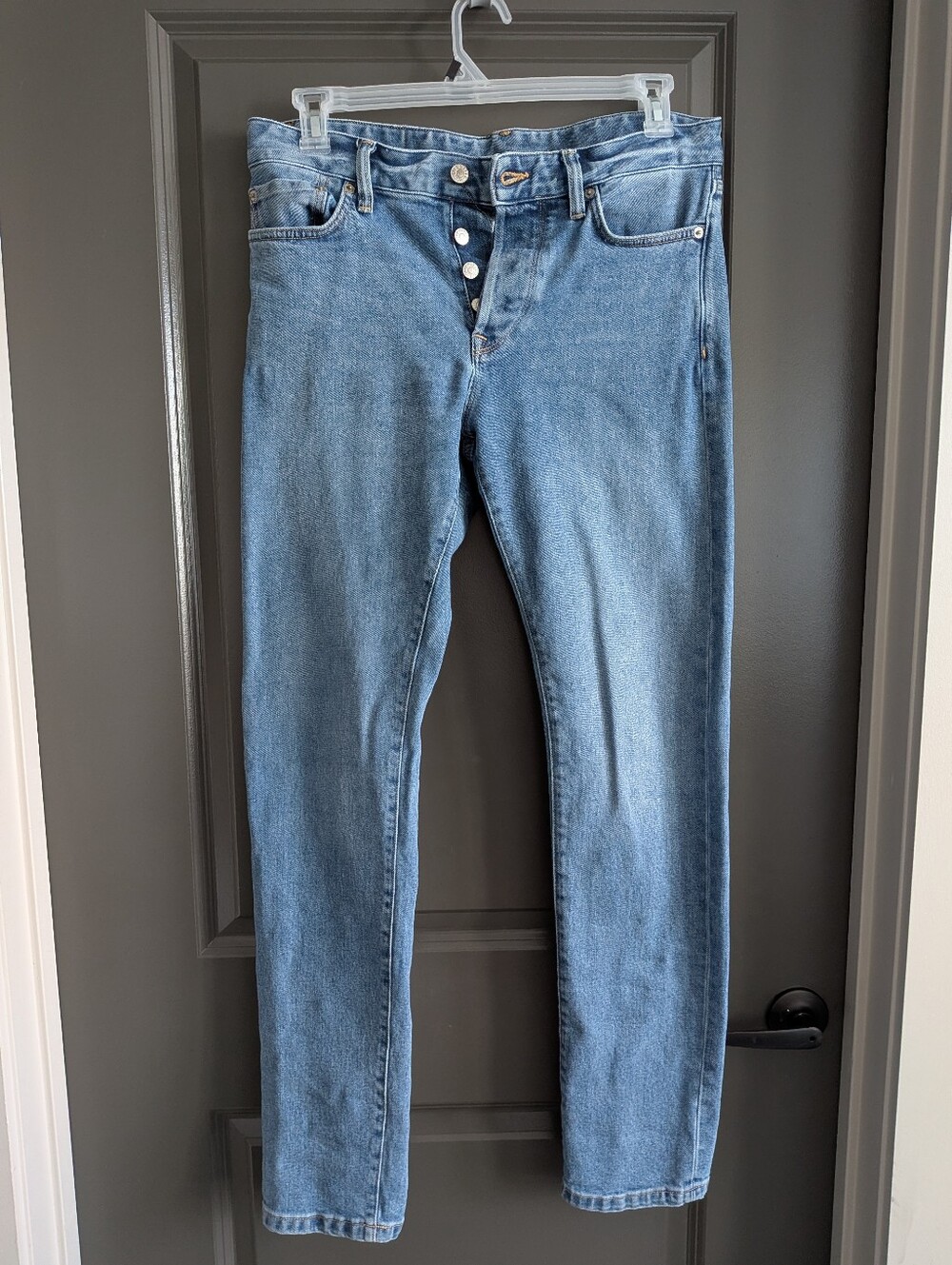 Buck Mason Maverick Slim Jeans Mens 32x34 Blue Double Dipped Denim 12101